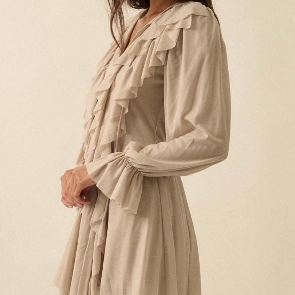 NWT Promesa Ruffle Romper Little Mini Skort Boho Festival Dress Tan Beige - Picture 10 of 11